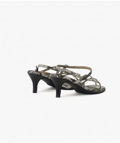 Lola sandalias de cuero pitón gris