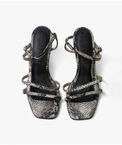 Lola sandalias de cuero pitón gris