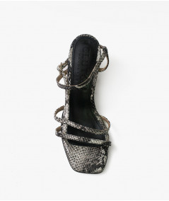 Lola sandalias de cuero pitón gris