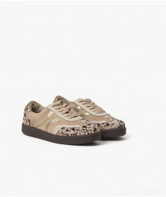 Fausta Zapatillas de cuero print beige