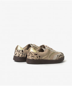 Fausta Zapatillas de cuero print beige