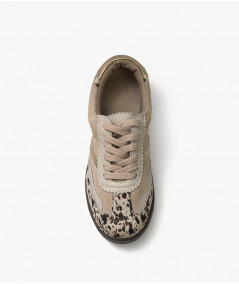 Fausta Zapatillas de cuero print beige