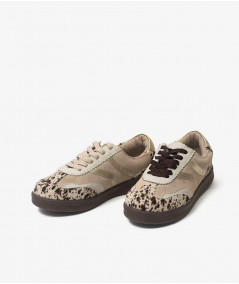 Fausta Zapatillas de cuero print beige
