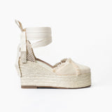 Alpargatas Anafé lona y cuero beige