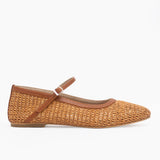 EDICIÓN LIMITADA | Flats Cayetana de cuero y rafia camel