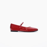 Ariana flats de cuero rojo