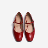 Ariana flats de cuero rojo