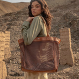 Cartera Malta de cuero y malla