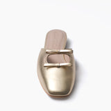 Flats Lana de cuero dorado