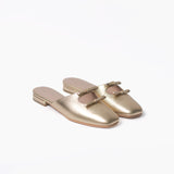 Flats Lana de cuero dorado