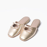 Flats Lana de cuero dorado