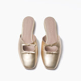 Flats Lana de cuero dorado