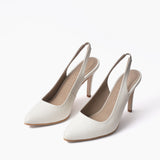 Stilettos Lilly de cuero hueso
