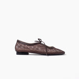 Vero flats chocolate cuero y malla