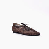 Vero flats chocolate cuero y malla