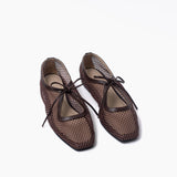 Vero flats chocolate cuero y malla