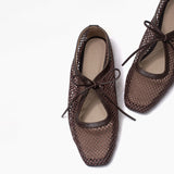 Vero flats chocolate cuero y malla