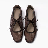 Vero flats chocolate cuero y malla