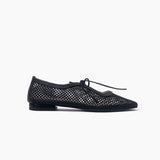Vero flats negro cuero y malla