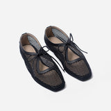 Vero flats negro cuero y malla