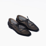 Vero flats negro cuero y malla