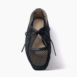 Vero flats negro cuero y malla