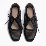 Vero flats negro cuero y malla