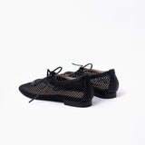 Vero flats negro cuero y malla