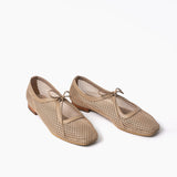Vero flats beige cuero y malla