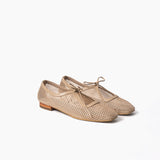 Vero flats beige cuero y malla