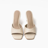 Carina mules de cuero vainilla