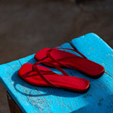Sandalias Flip de cuero rojo