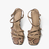 Lola sandalias de cuero pitón marón