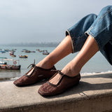 Vero flats chocolate cuero y malla