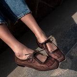 Vero flats chocolate cuero y malla