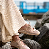 Vero flats beige cuero y malla