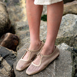 Vero flats beige cuero y malla