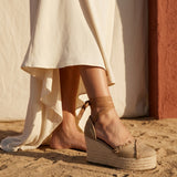 Alpargatas Anafé lona y cuero khaki