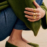 Flats Aurelia de terciopelo y cuero pistacho