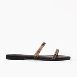 Sandalias Carmen de cuero piton marron