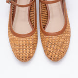 EDICIÓN LIMITADA | Flats Cayetana de cuero y rafia camel