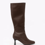 Donna botas de cuero chocolate