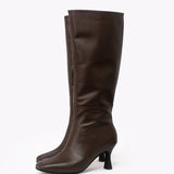 Donna botas de cuero chocolate