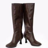 Donna botas de cuero chocolate