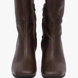Donna botas de cuero chocolate