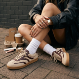 Zapatillas Fausta de cuero beige