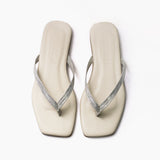 Sandalias Flip de cuero plata