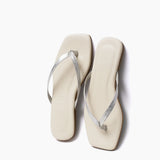 Sandalias Flip de cuero plata