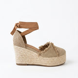 Alpargatas Anafé lona y cuero khaki