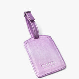 Tag de cuero para maleta lila